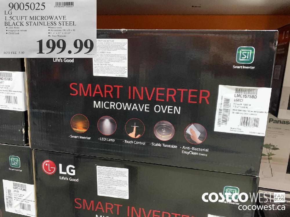 9005025 LG 1.5 CUFT MICROWAVE BLACK STAINLESS STEEL 199.99