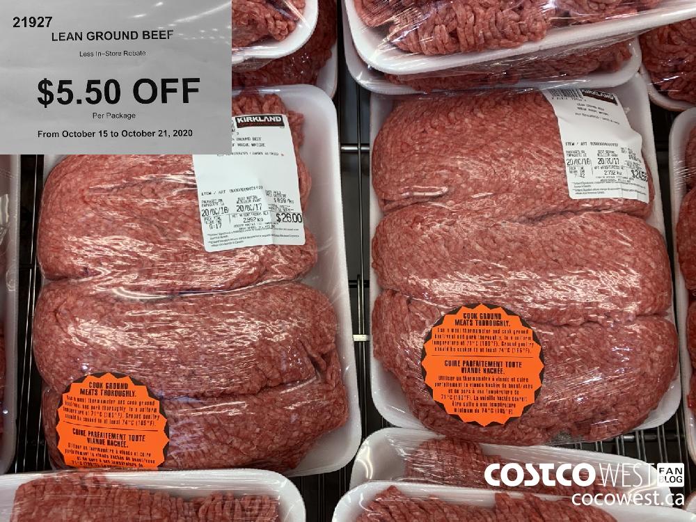21927 LEAN GROUND BEEF Less In-Store Rebate $5.50 OFF Per Package From October 15 to October 21 2020