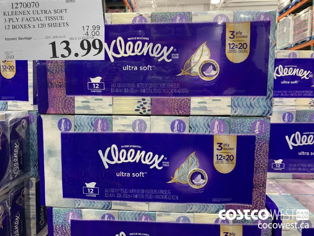 1270070 KLEENEX ULTRA SOFT 3 PLY FACIAL TISSUE 12 BOXES x 120 SHEETS EXP. 2020-10-25 13.99