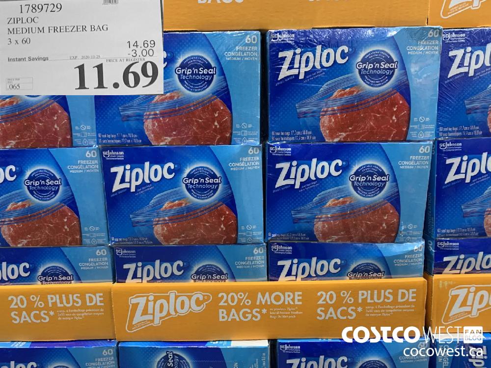 1789729 ZIPLOC MEDIUM FREEZER BAG 3 x 60 EXP. 2020-10-25 11.69