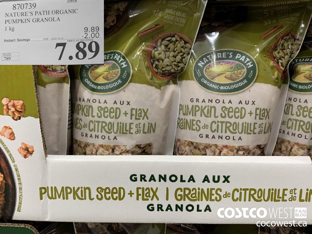 870739 NATURE'S PATH ORGANIC PUMPKIN GRANOLA 1 kg EXP. 2020-10-25 7.89