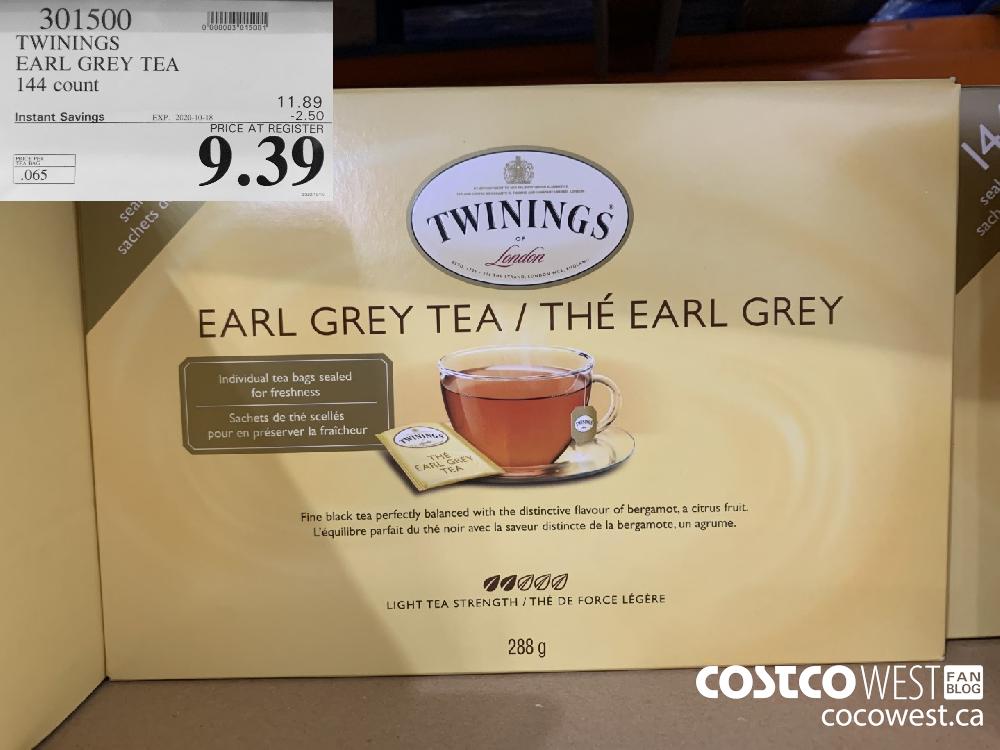 301500 TWININGS EARL GREY TEA 144 count EXP. 2020-10-18 9.39