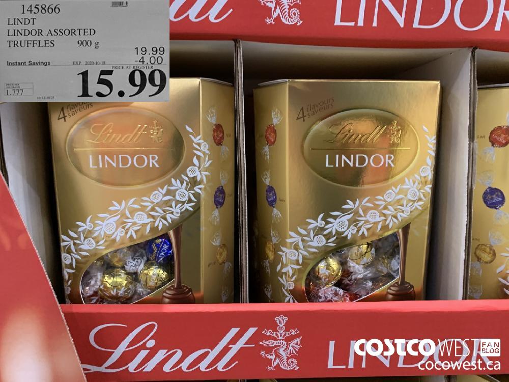 145866 LINDT LINDOR ASSORTED TRUFFLES 900 g EXP. 2020-10-18 15.99