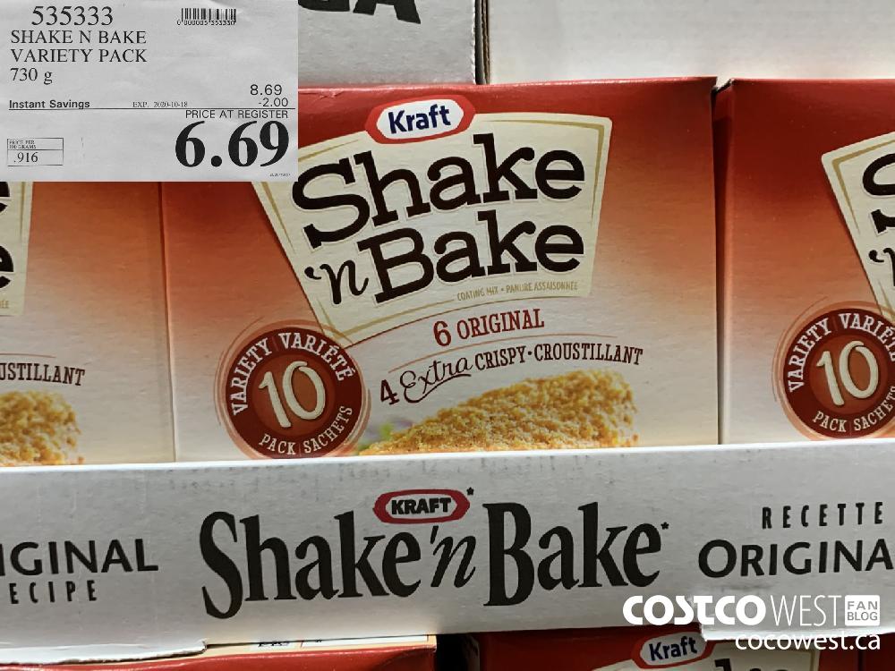 535333 SHAKE N BAKE VARIETY PACK 730 g EXP. 2020-10-18 6.69