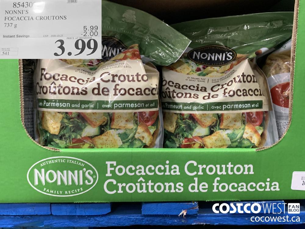 85430 NONNI'S FOCACCIA CROUTONS 737 g EXP. 2020-10-25 3.99