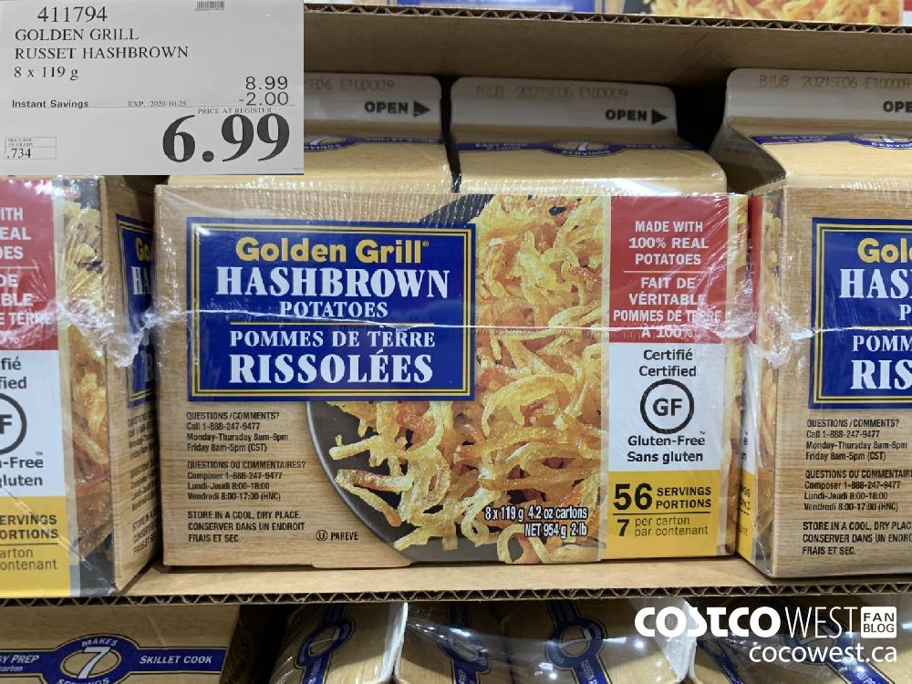 411794 GOLDEN GRILL RUSSET HASHBROWN 8 x 119g EXP. 2020-10-25 6.99