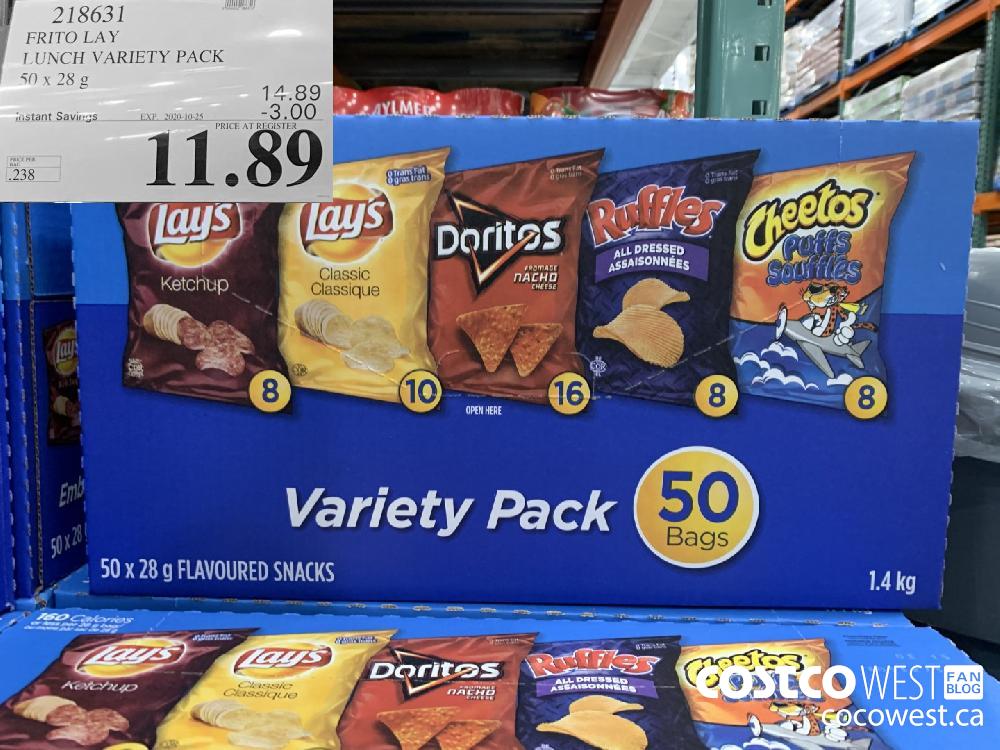 218631 FRITO LAY LUNCH VARIETY PACK 50 x 28 g EXP. 2020-10-25 11.89