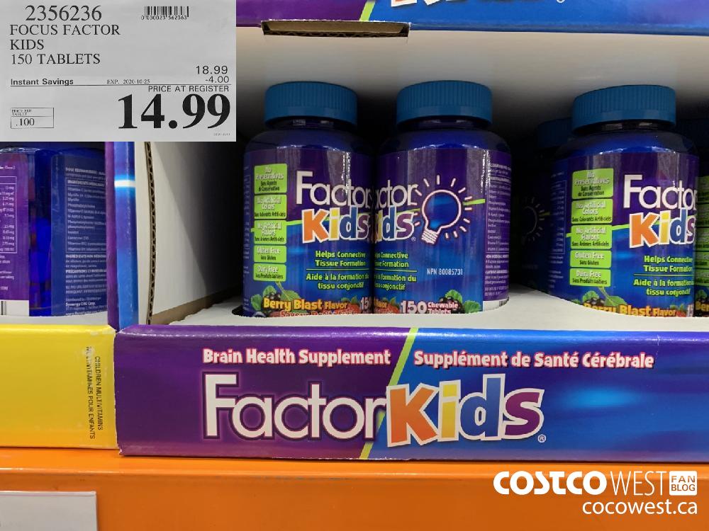 2356236 FOCUS FACTOR KIDS 150 TABLETS EXP. 2020-10-25 14.99