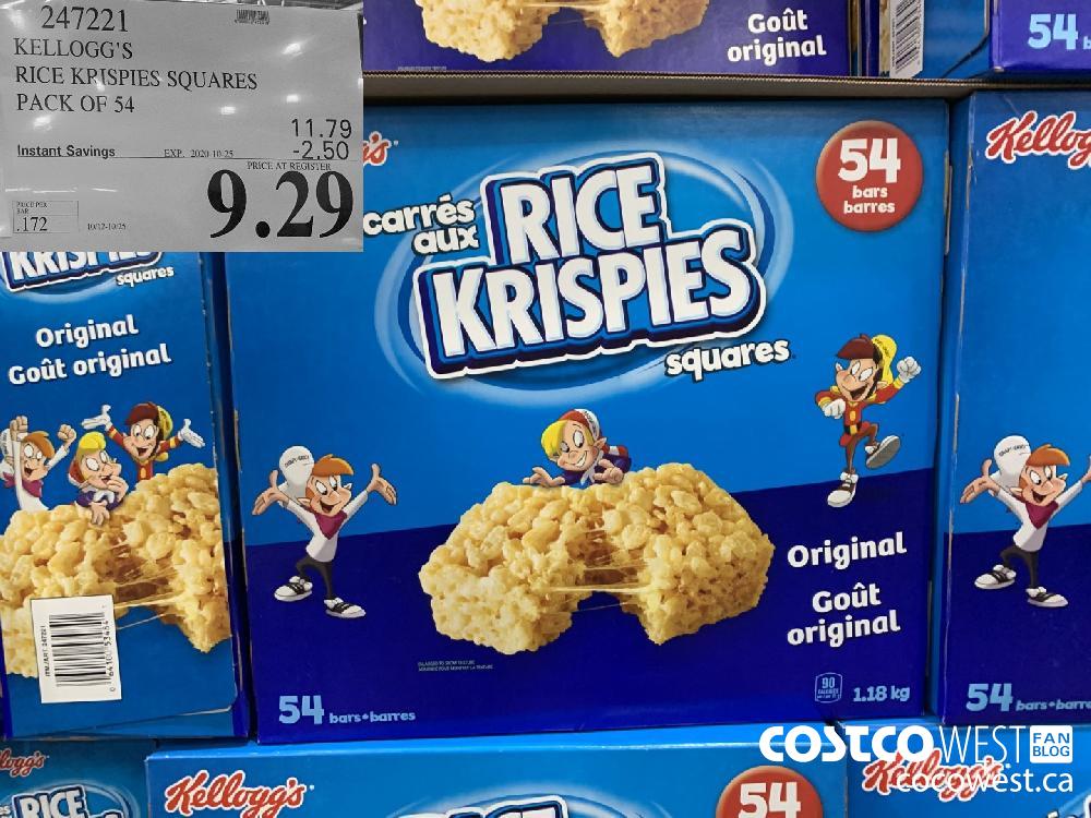 247221 KELLOGG'S RICE KRISPIES SQUARES PACK OF 54 EXP. 2020-10-25 9.29