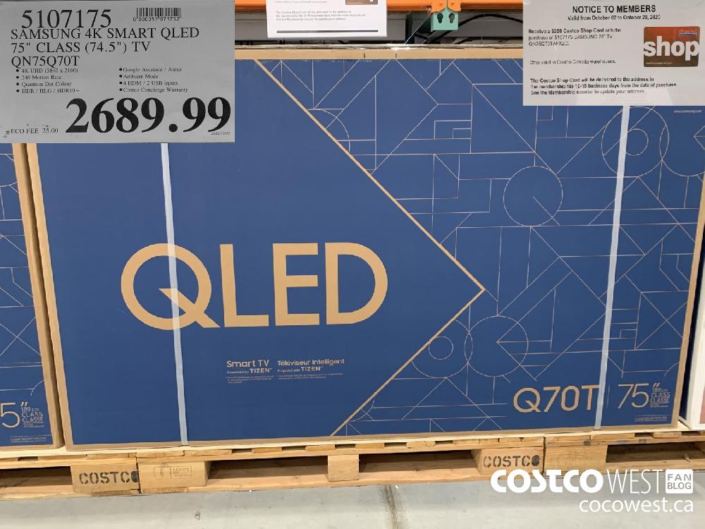 5107175 SAMSUNG 4K SMART QLED 75" CLASS (74.5") TV QN75Q70T 2689.99
