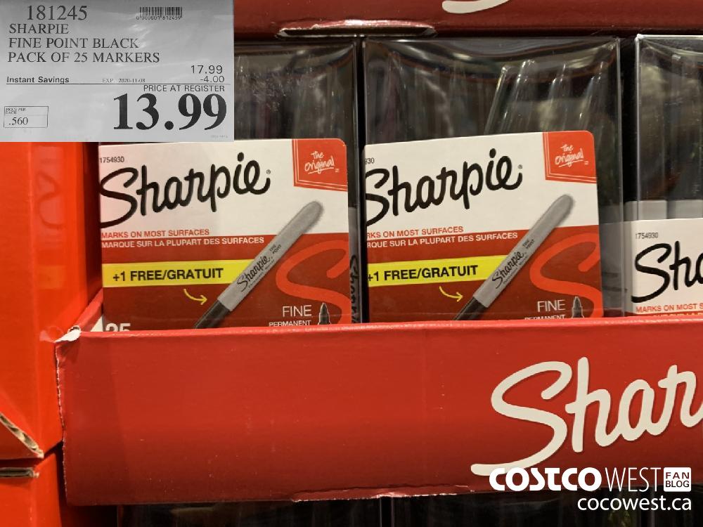 181245 SHARPIE FINE POINT BLACK PACK OF 25 MARKERS EXP. 2020-11-08 13.99