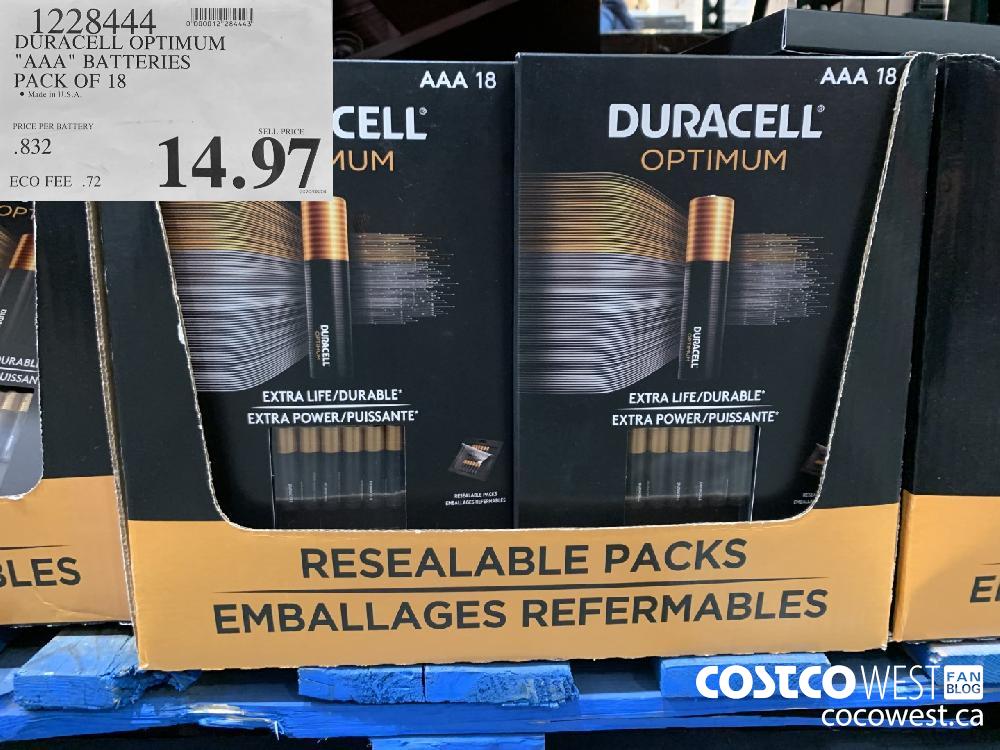 1228444 DURACELL OPTIMUM "AAA" BATTERIES PACK OF 18 14.97