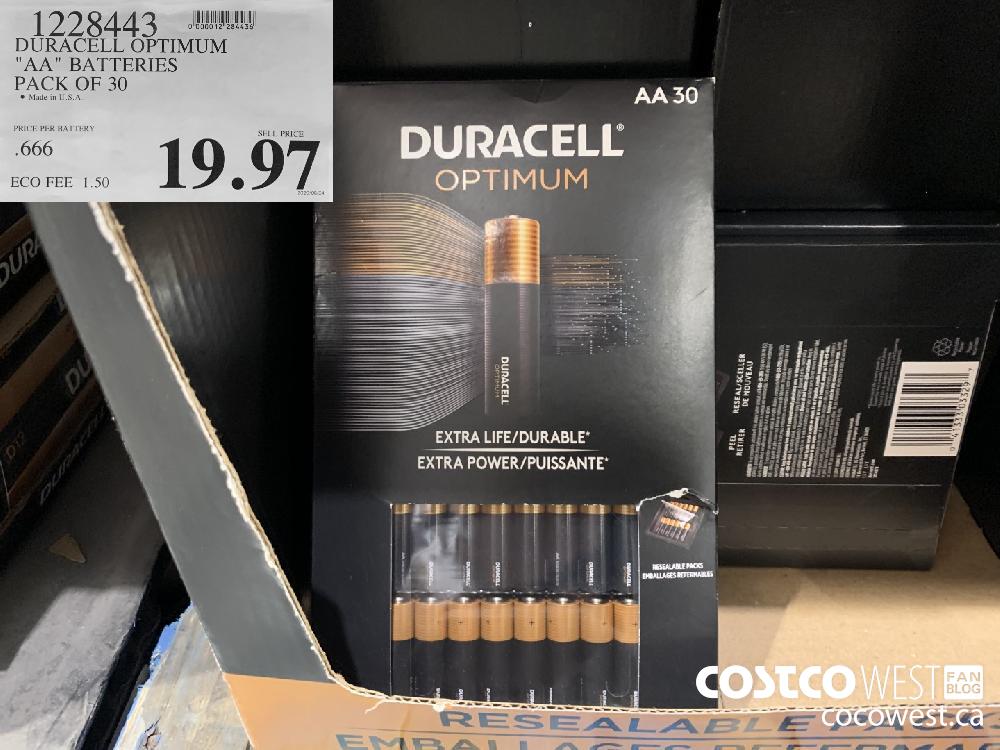 1228443 DURACELL OPTIMUM "AA" BATTERIES PACK OF 30 19.97