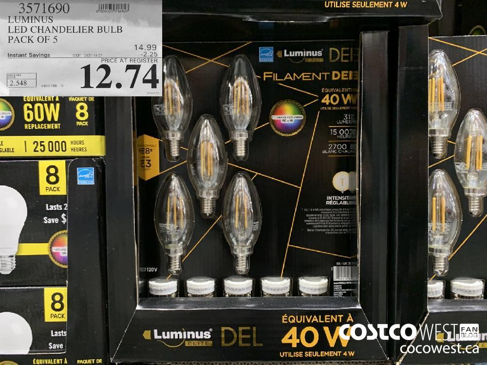 3571690 LUMINUS LED CHANDELIER BULB PACK OF 5 EXP. 2020-11-27 12.74