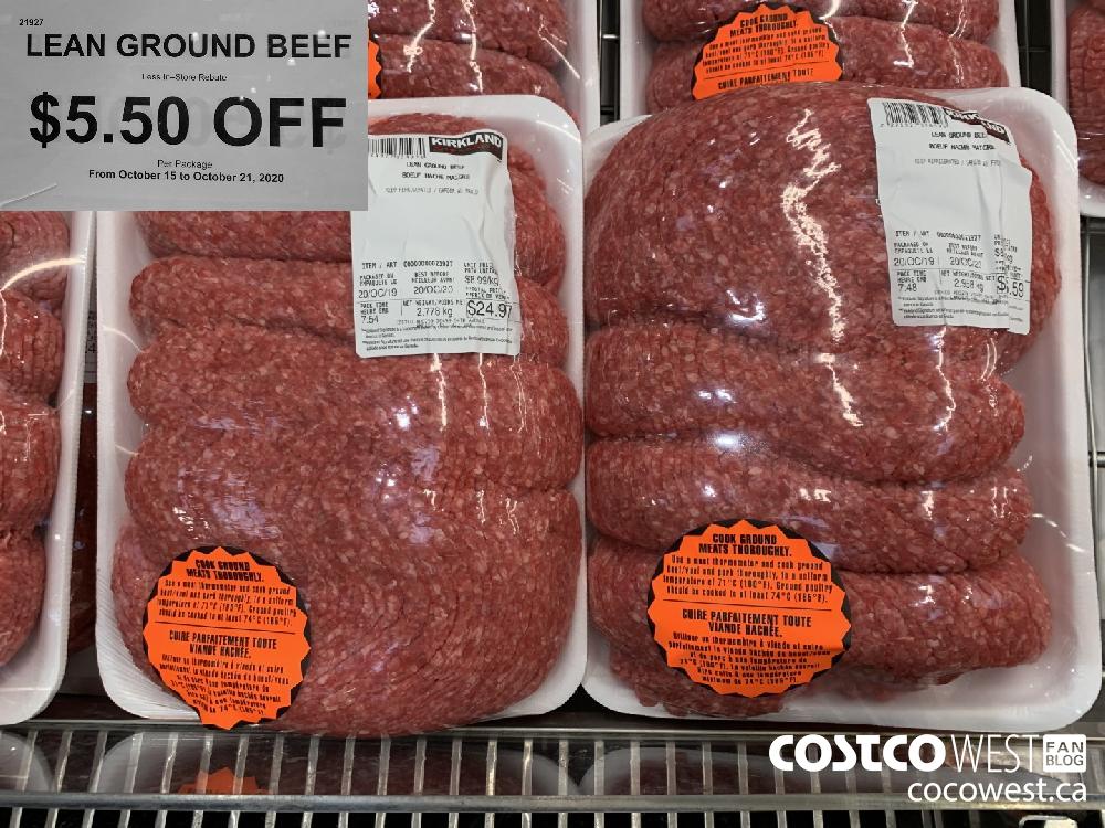 21927 LEAN GROUND BEEF Less In-Store Rebate $5.50 OFF From October 15 to October 21 2020