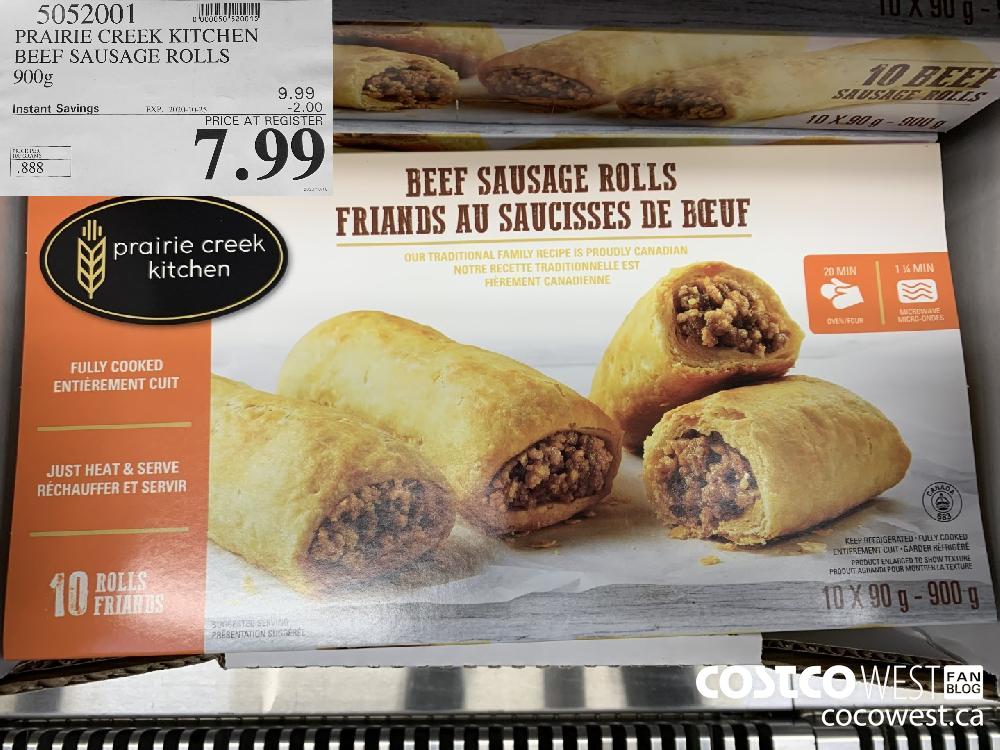 5052001 PRAIRIE CREEK KITCHEN BEEF SAUSAGE ROLLS 900g EXP. 2020-10-25 7.99