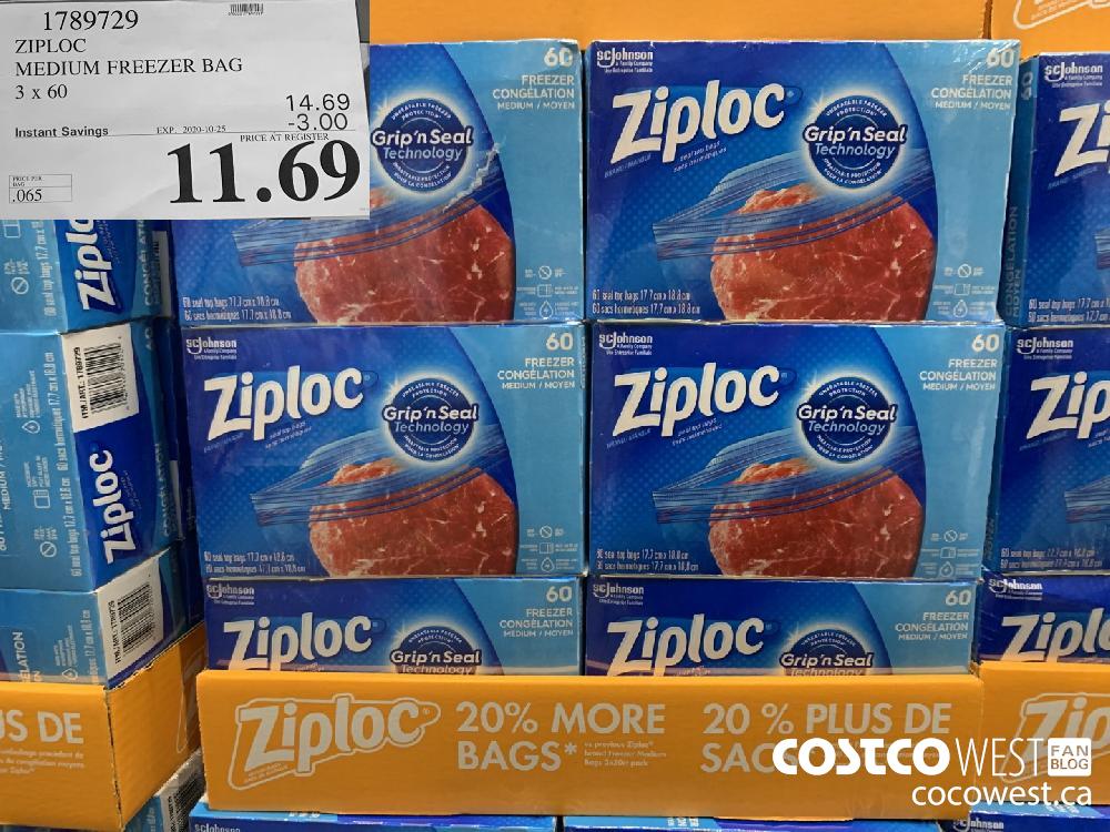 1789729 ZIPLOC MEDIUM FREEZER BAG 3 x 60 EXP. 2020-10-25 11.69