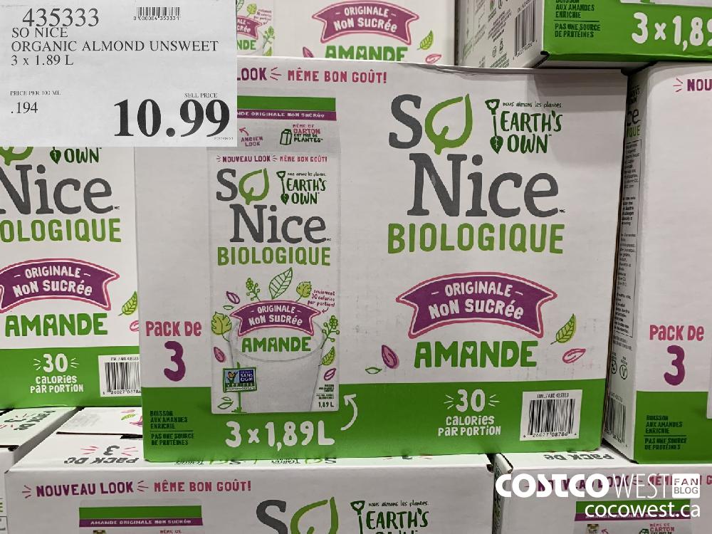 435333 SO NICE ORGANIC ALMOND UNSWEET 3x 1.89 L 10.99