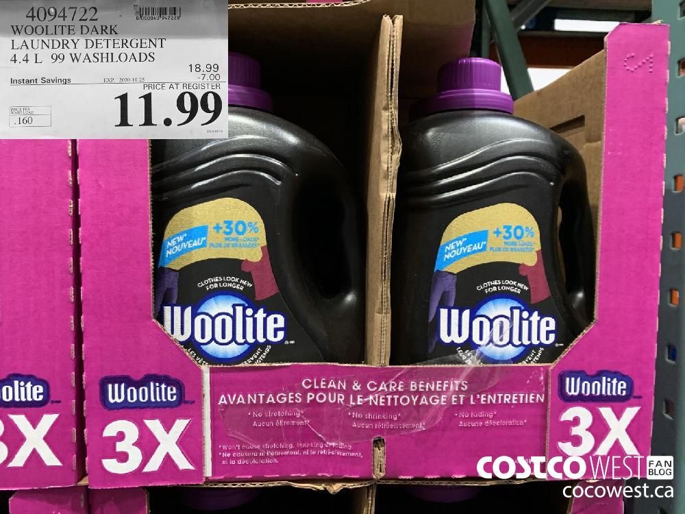 4094722 WOOLITE DARK LAUNDRY DETERGENT 4.4L 99 WASHLOADS EXP. 2020-10-25 11.99
