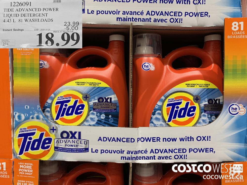 1226091 TIDE ADVANCED POWER LIQUID DETERGENT 4.43 L 81 WASHLOADS EXP. 2020-10-25 18.99