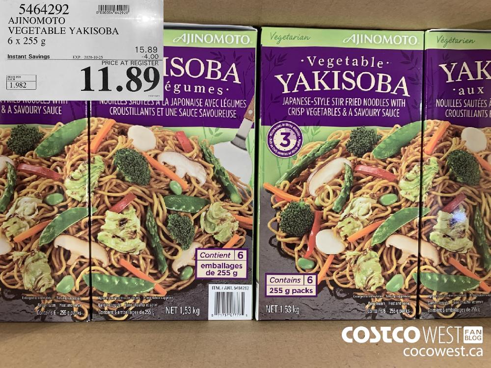 5464292 AJINOMOTO VEGETABLE YAKISOBA 6 x 255 g EXP. 2020-10-25 11.89