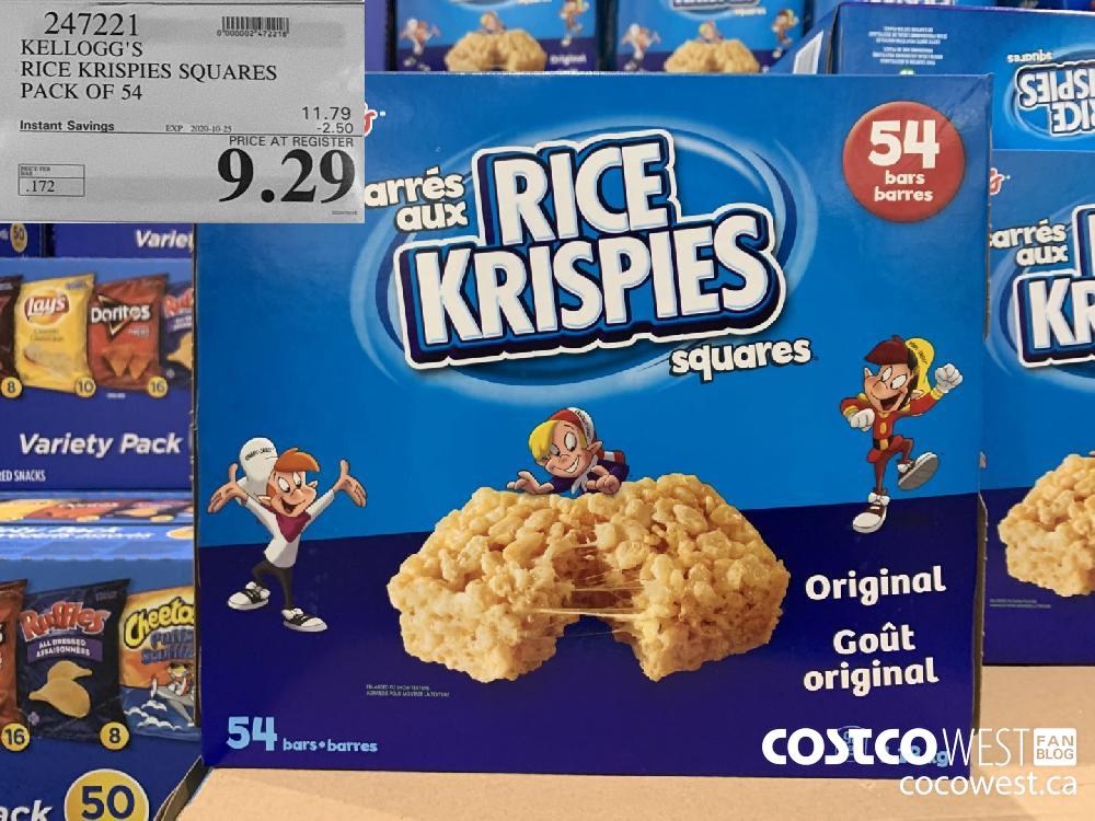 247221 KELLOGG'S RICE KRISPIES SQUARES PACK OF 54 EXP. 2020-10-25 9.29