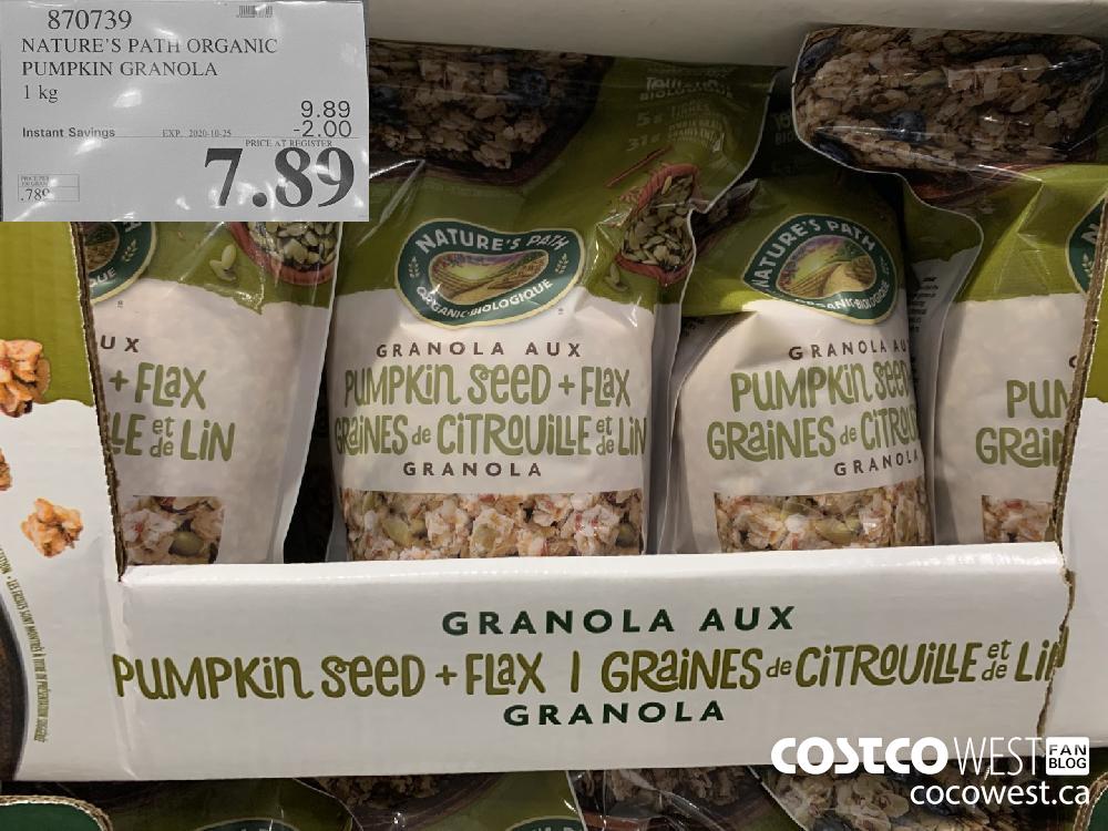 870739 NATURE'S PATH ORGANIC PUMPKIN GRANOLA 1kg EXP. 2020-10-25 7.89