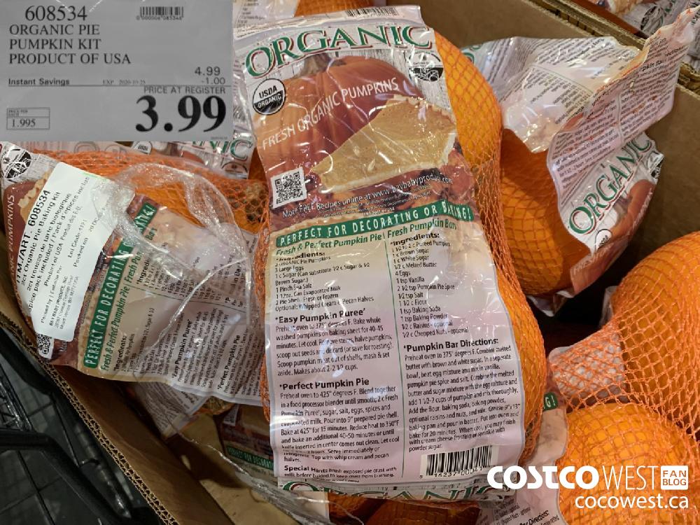 608534 ORGANIC PIE PUMPKIN KIT PRODUCT OF USA EXP. 2020-10-25 3.99