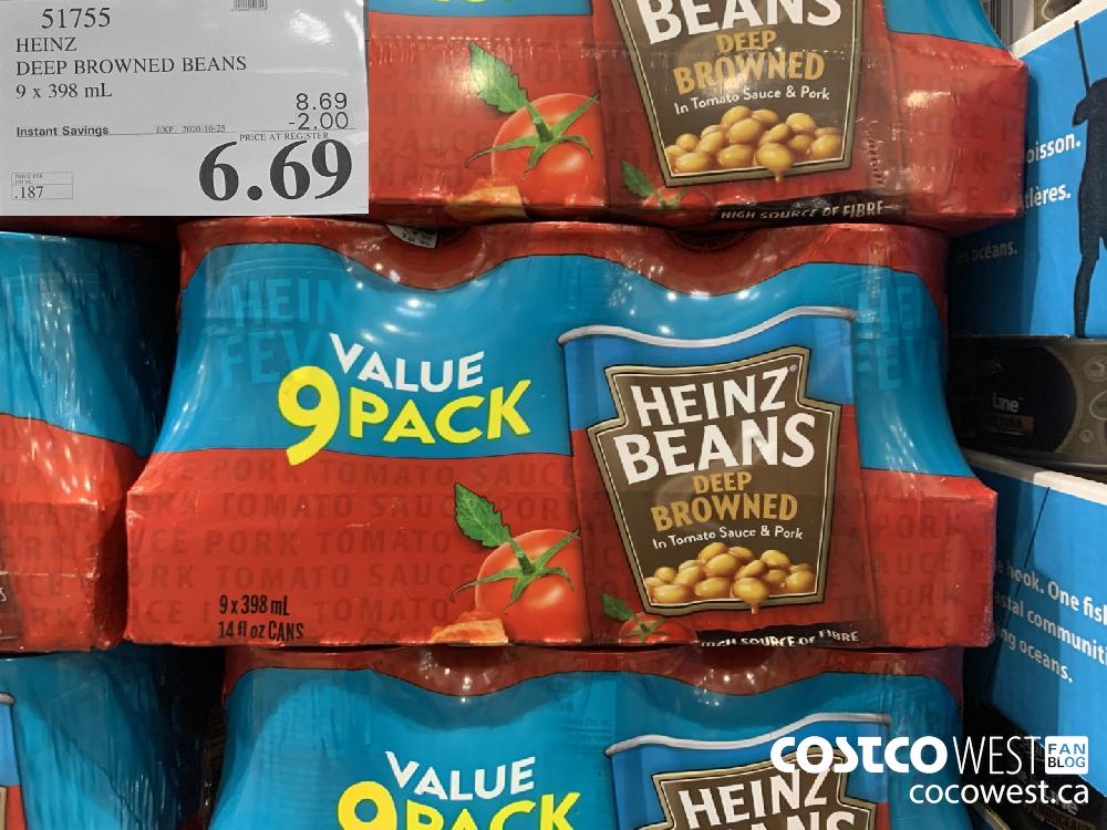 51755 HEINZ DEEP BROWNED BEANS 9 x 398 mL EXP. 2020-10-25 6.69