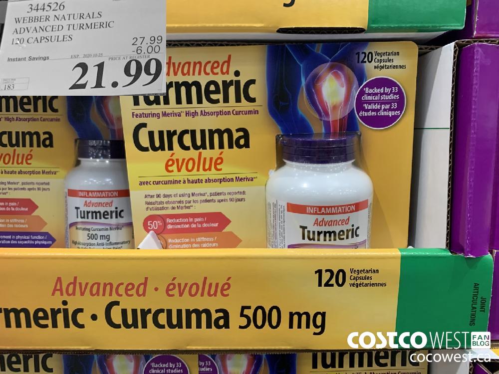 344526 WEBBER NATURALS ADVANCED TURMERIC 120 CAPSULES EXP. 2020-10-25 21.99