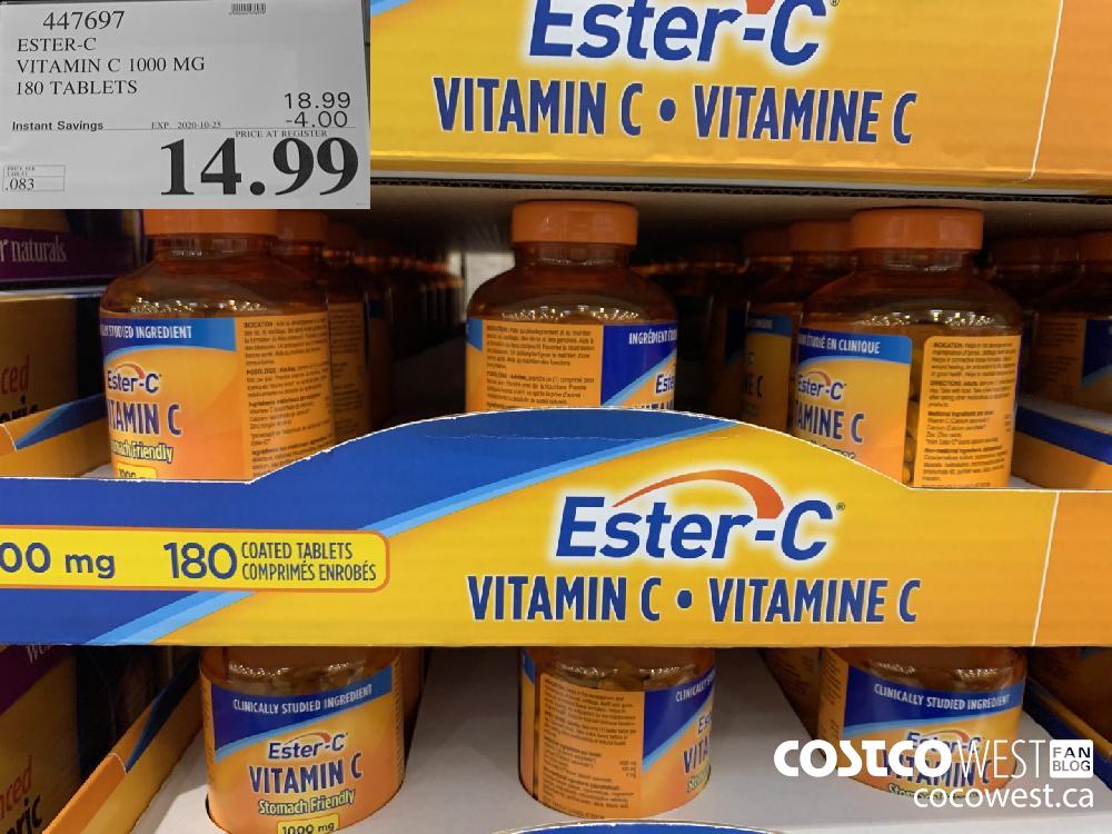 447697 ESTER-C VITAMIN C 1000 MG 180 TABLETS EXP. 2020-10-25 14.99