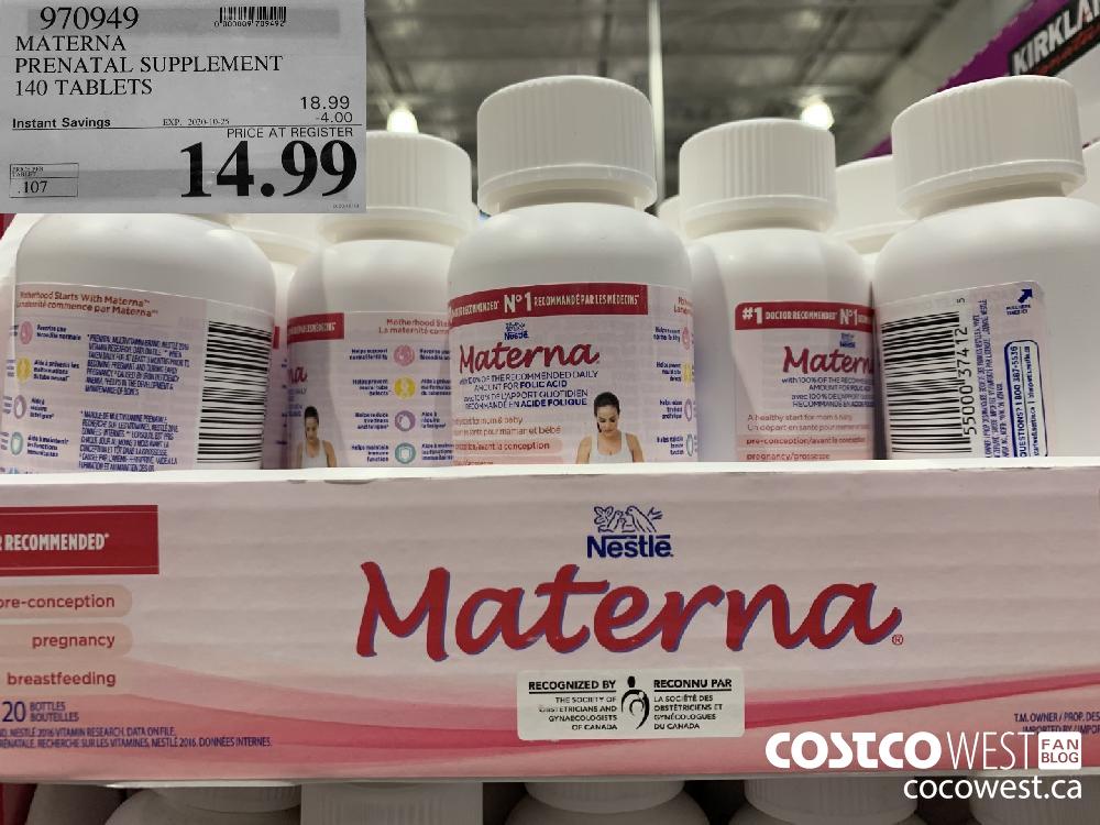 970949 MATERNA PRENATAL SUPPLEMENT 140 TABLETS EXP. 2020-10-25 14.99