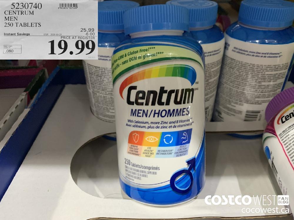 5230740 CENTRUM MEN 250 TABLETS EXP. 2020-10-25 19.99