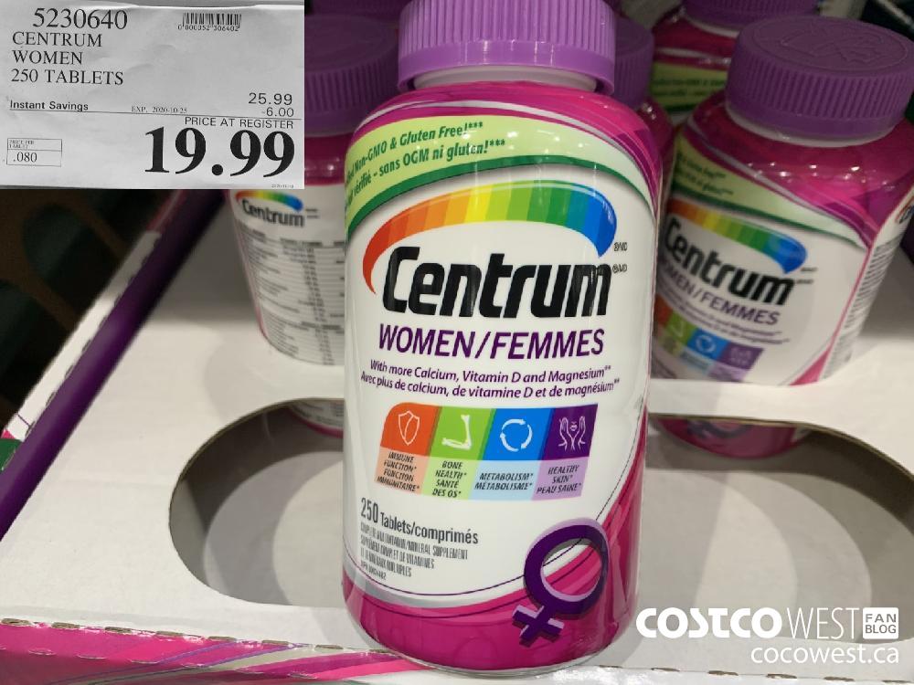 5230640 CENTRUM WOMEN 250 TABLETS EXP. 2020-10-25 19.99
