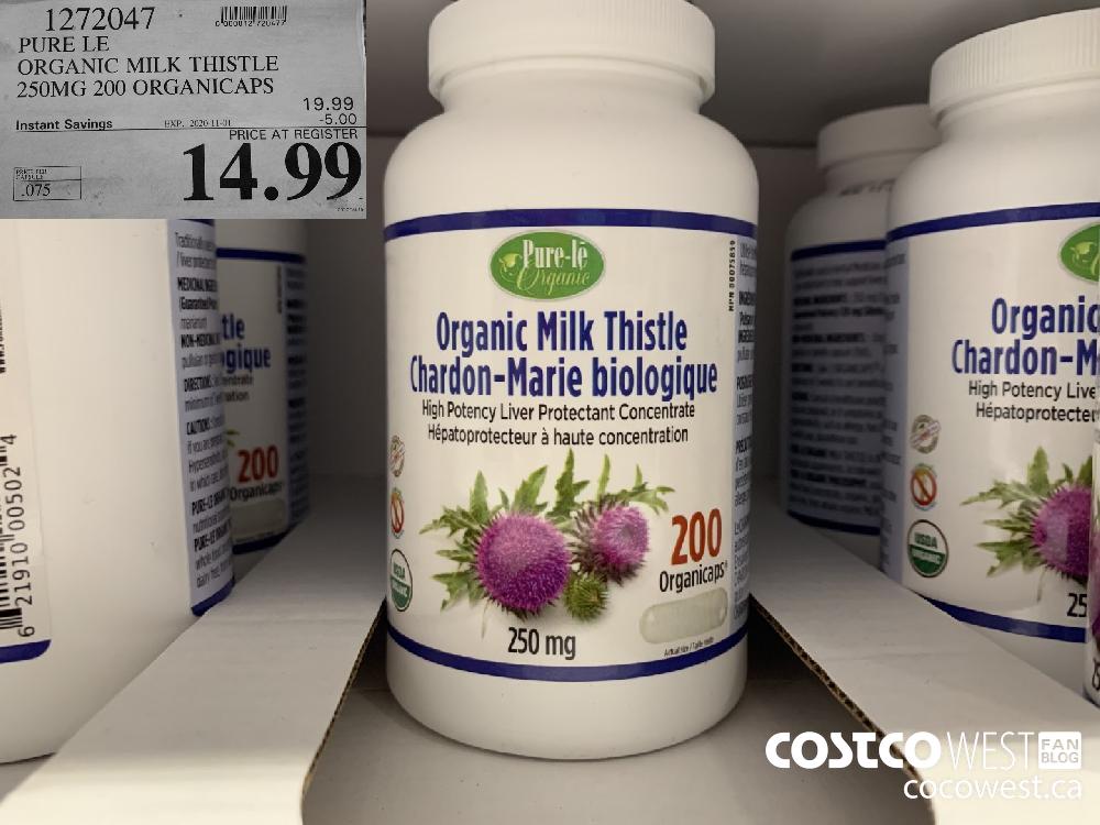 1272047 PURE LE ORGANIC MILK THISTLE 250MG 200 ORGANICAPS EXP. 2020-11-01 14.99