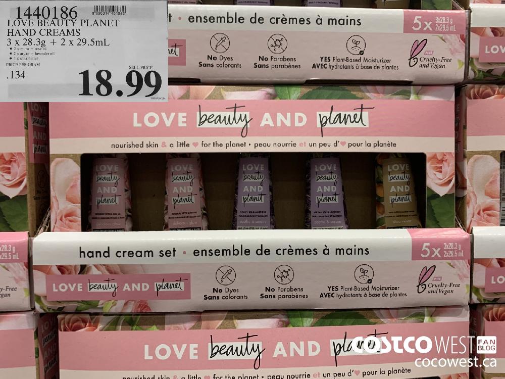 1440186 LOVE BEAUTY PLANET HAND CREAMS 3 x 28.3g 2 x 29.5mL 18.99