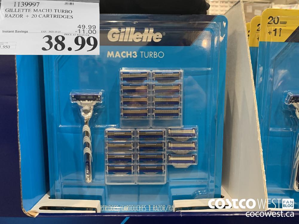 1139997 GILLETTE MACH3 TURBO RAZOR 20 CARTRIDGES 49.99 EXP. 2020-10-25 38.99