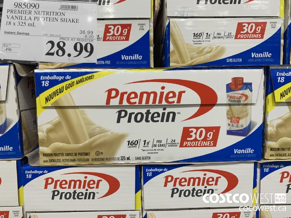985090 PREMIER NUTRITION VANILLA PROTEIN SHAKE 18 x 325 mL EXP. 2020-10-25 28.99