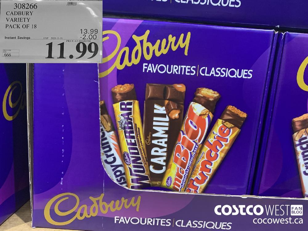 308266 CADBURY VARIETY PACK OF 18 EXP. 2020-11-01 11.99