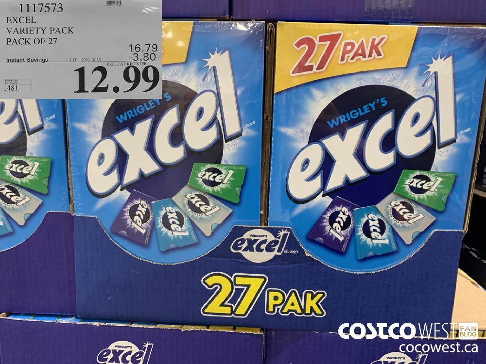 1117573 EXCEL VARIETY PACK PACK OF 27 EXP. 2020-10-25 12.99