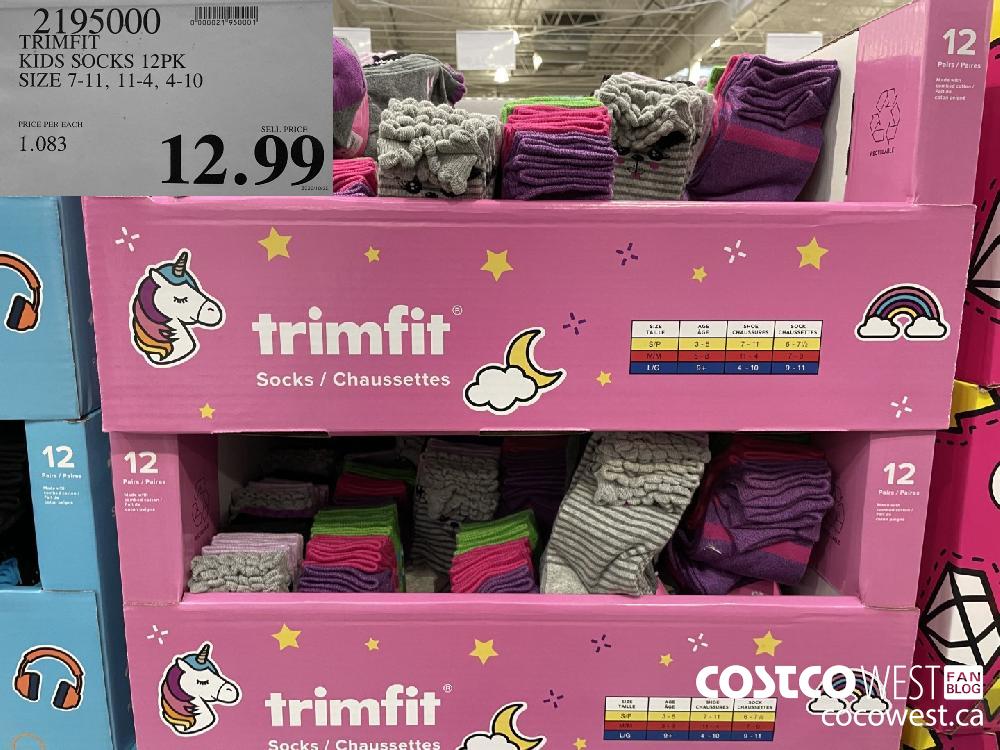 2195000 TRIMFIT KIDS SOCKS 12PK SIZE 7-11 11-4 4-10 $12.99