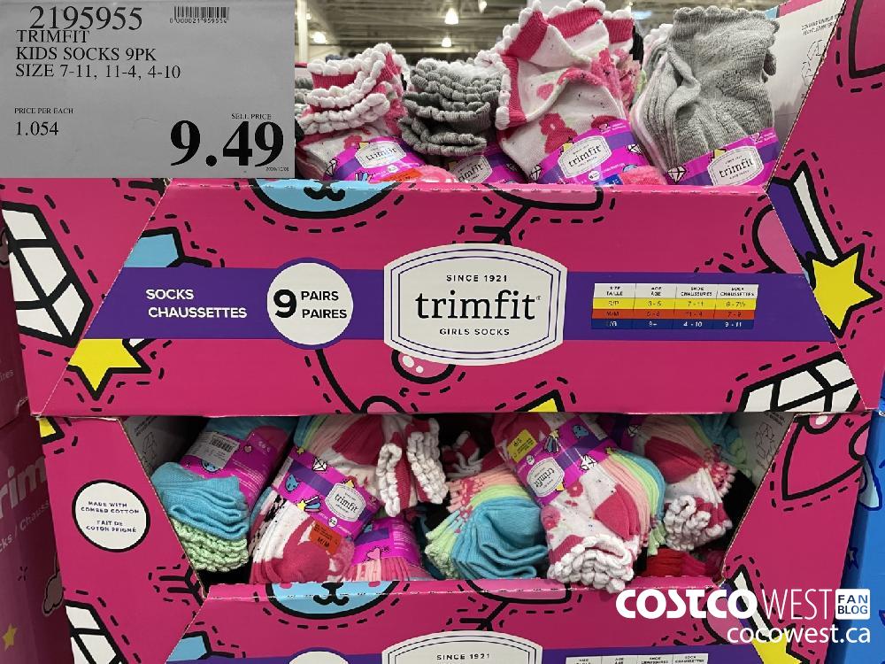 2195955 TRIMFIT KIDS SOCKS 9PK SIZE 7-11 11-4 4-10 $9.49