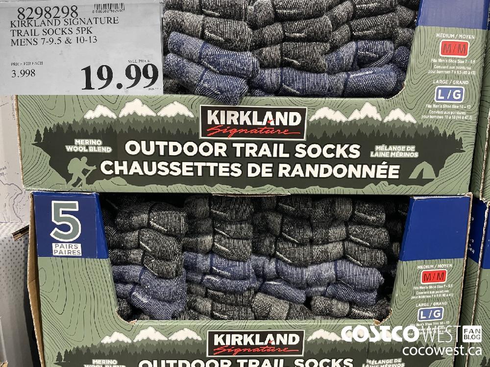 9998798 KIRKLAND SIGNATURE TRAIL SOCKS 5PK MENS 7-9.5