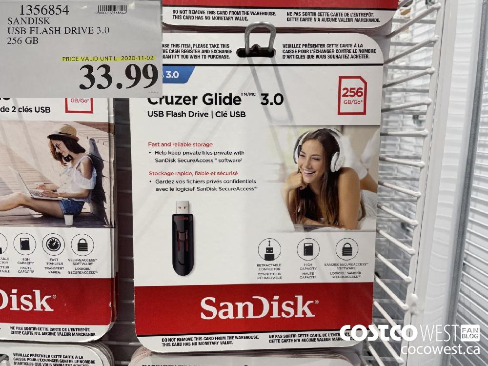 1356854 SANDISK USB FLASH DRIVE 3.0 256 GB PRICE VALID UNTIL 2020-11-02 $33.99