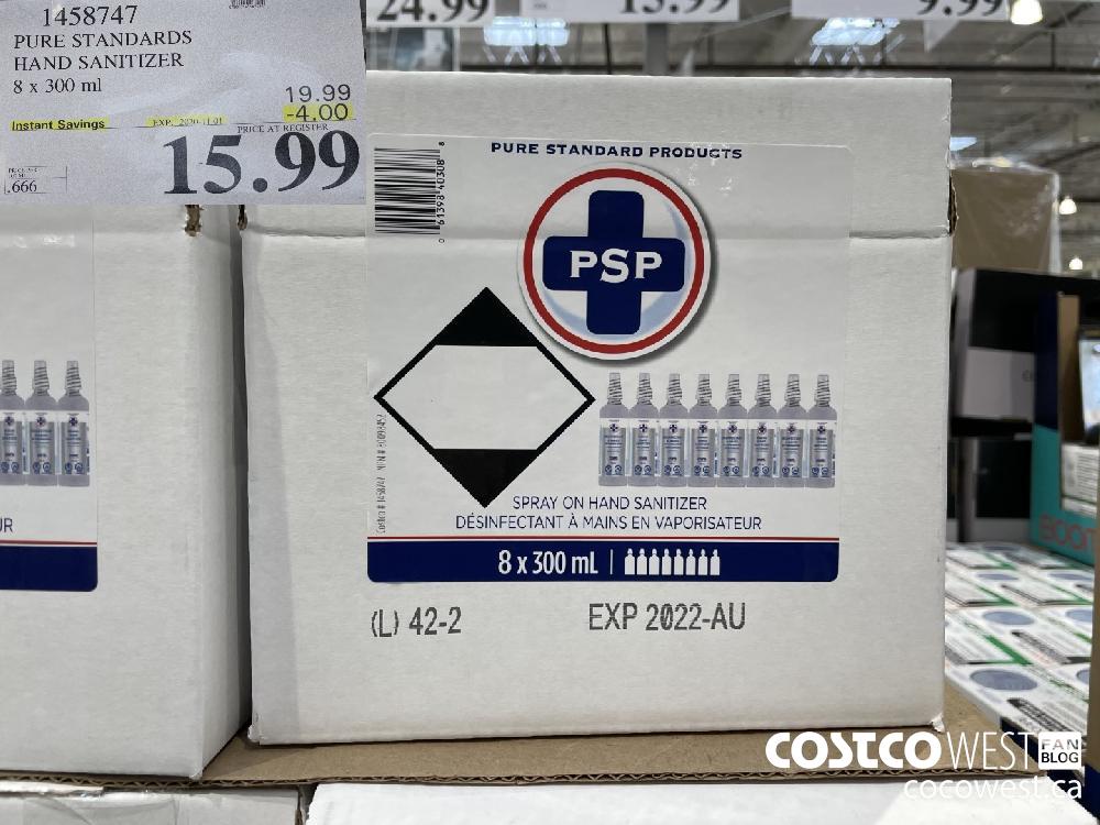 458747 PURE STANDARDS HAND SANITIZER 8 x 300 ml EXP. 2020-11-01 $15.99