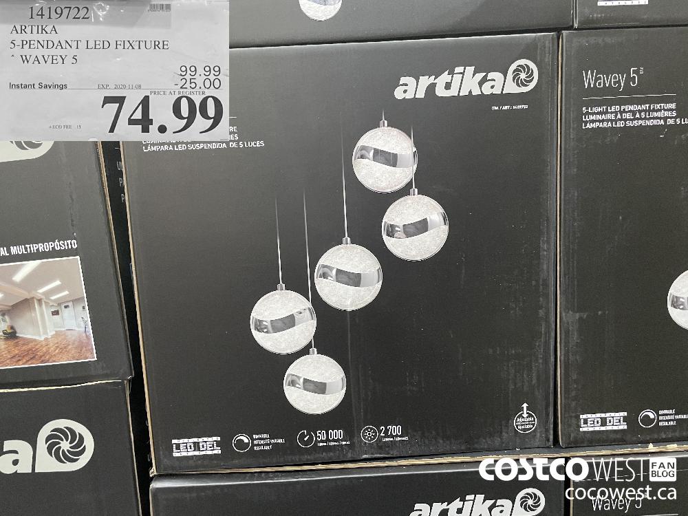 1419722 ARTIKA S-PENDANT LED FIXTURE “ WAVEY 5 EXP. 2020-11-08 $74.99
