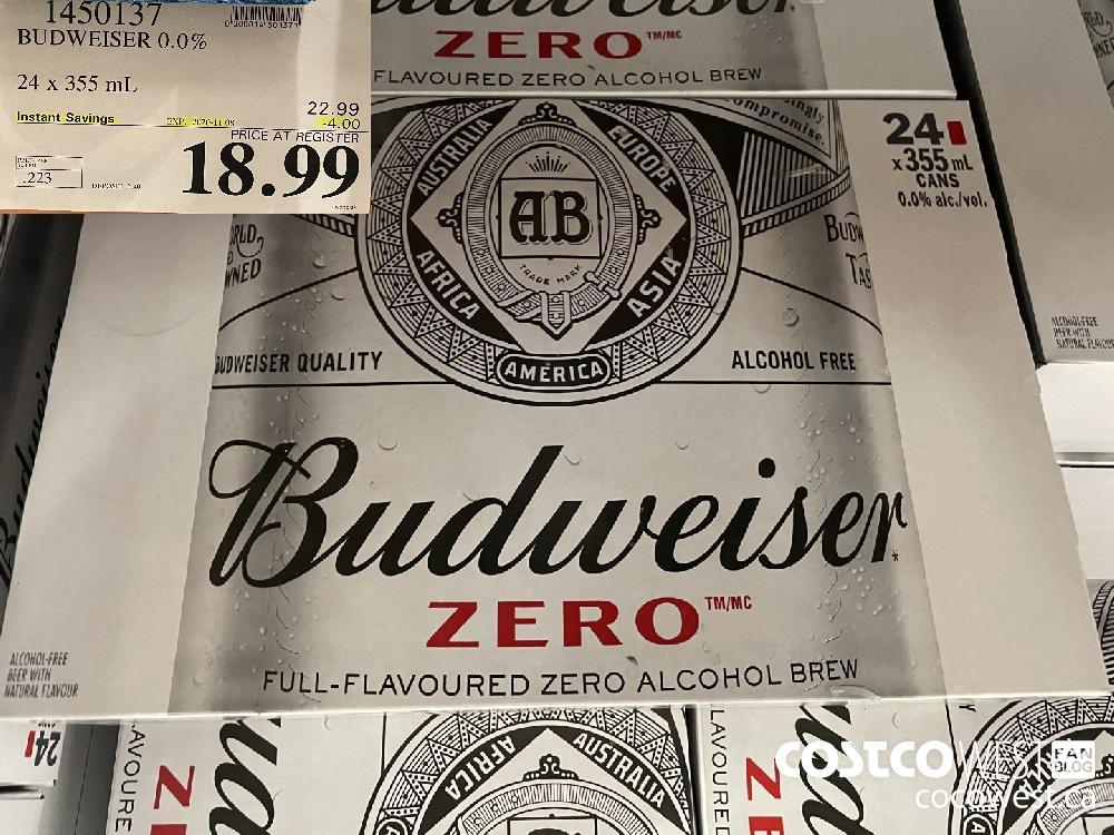 1450137 BUDWEISER 0.0% 24 x 355 mL EXP. 2020-11-08 $18.99