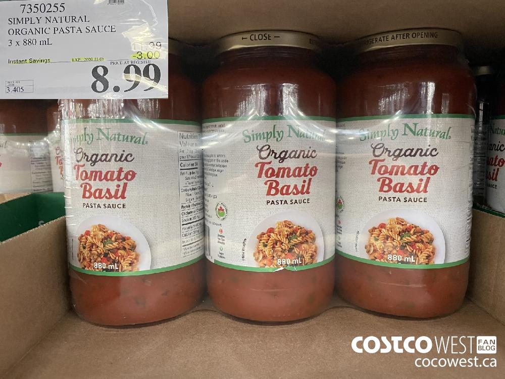 7350255 SIMPLY NATURAL ORGANIC PASTA SAUCE 3 x 880 mL EXP._2020-11-08 $8.99