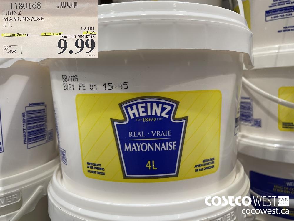 1180168 HEINZ MAYONNAISE 4 L EXP. 2020-11-15 $9.99