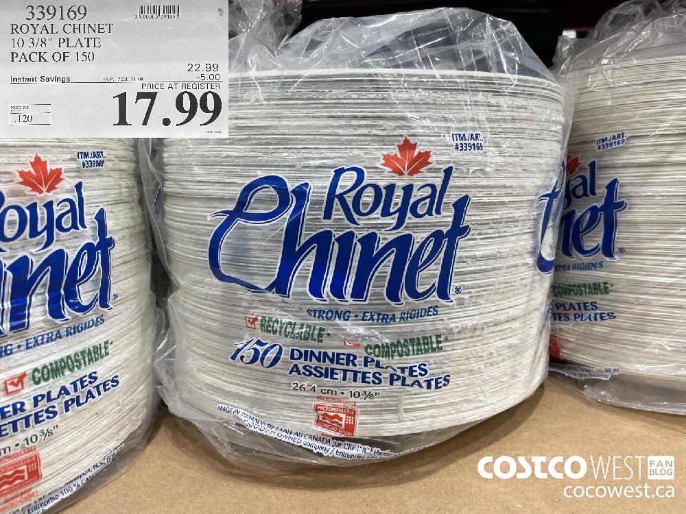 339169 ROYAL CHINET 10 3/8" PLATE PACK OF 150 EXP. 2020-11-08 $17.99